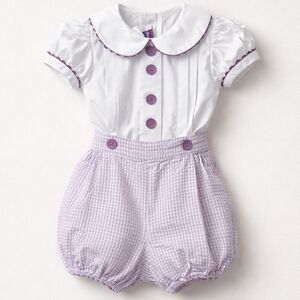 Posh Pickle Purple and White 2 piece searsucker Purple and white bubble set EUC.